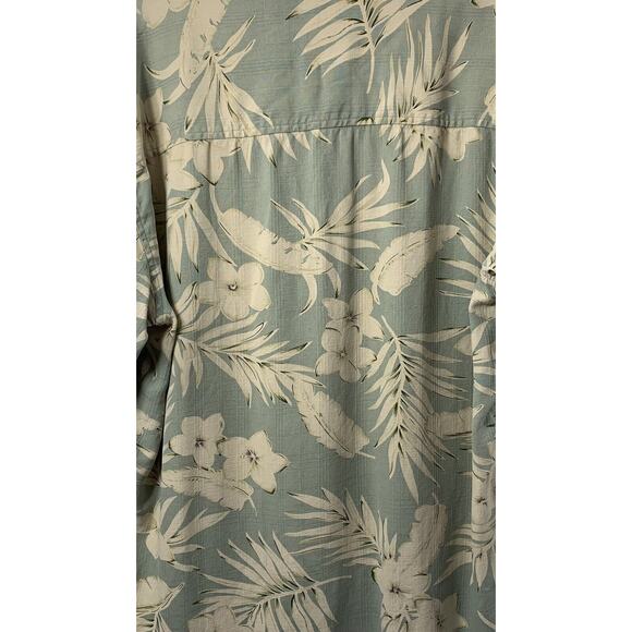 Paradise Coves Hawaiian Shirt Mens Large Silk Green Beige Tropical Surfer Beach - Picture 7 of 7